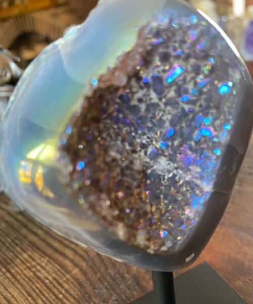 Premium High Grade Amethyst Angel Aura Geode on Stand 17 Mini Geode 164g H12xW6.5xD3cm - Image 5