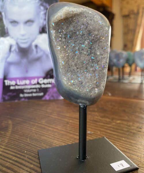 Premium High Grade Amethyst Angel Aura Geode on Stand 18 Mini Geode 186g H13xW5xD3.5cm