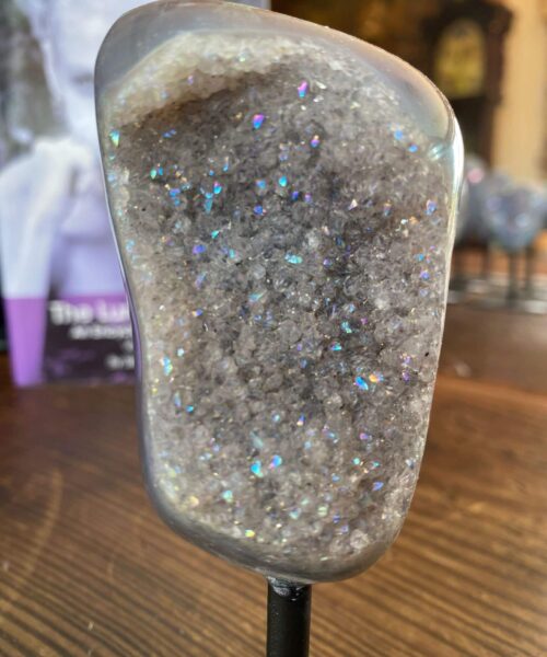Premium High Grade Amethyst Angel Aura Geode on Stand 18 Mini Geode 186g H13xW5xD3.5cm - Image 6
