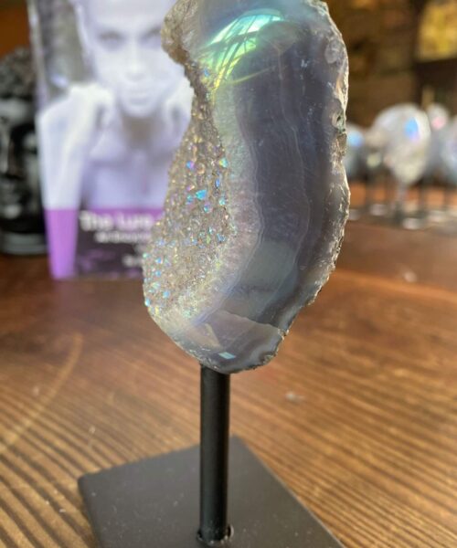 Premium High Grade Amethyst Angel Aura Geode on Stand 18 Mini Geode 186g H13xW5xD3.5cm - Image 4
