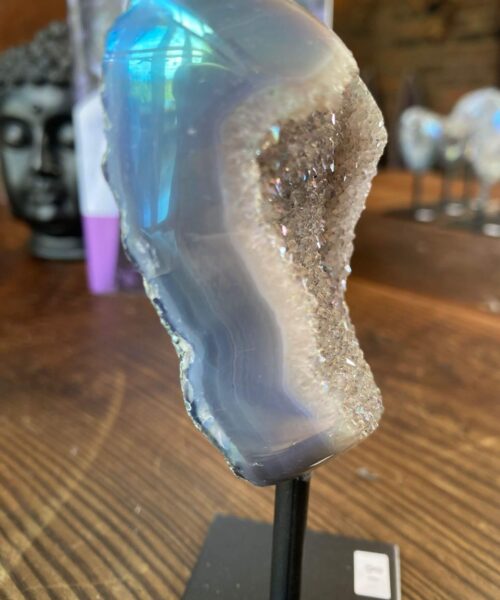 Alternative view of Premium High Grade Amethyst Angel Aura Geode on Stand 18 Mini Geode 186g H13xW5xD3.5cm