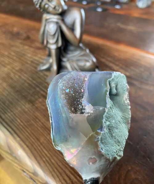 Alternative view of Premium High Grade Amethyst Angel Aura Geode on Stand 22 Mini Geode 197g H12xW5.5xD5cm