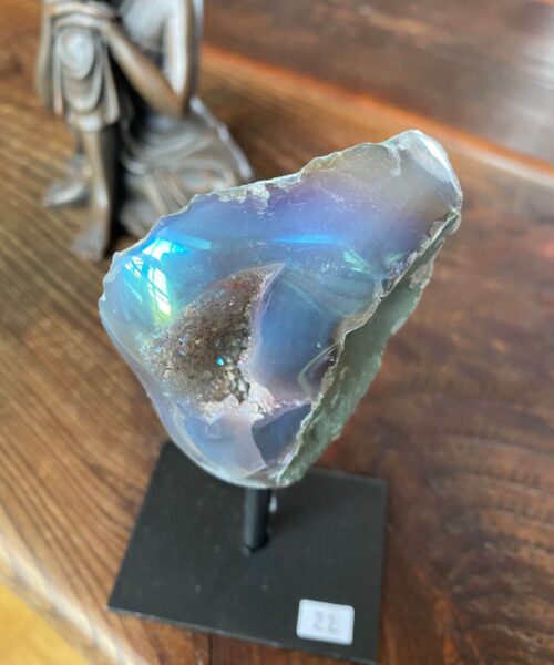 Premium High Grade Amethyst Angel Aura Geode on Stand 22 Mini Geode 197g H12xW5.5xD5cm - Image 9