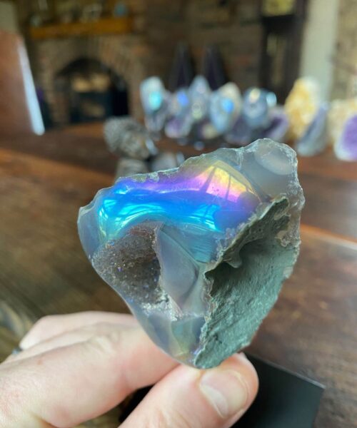 Premium High Grade Amethyst Angel Aura Geode on Stand 22 Mini Geode 197g H12xW5.5xD5cm - Image 8