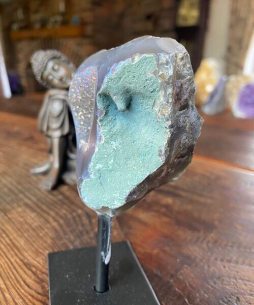 Premium High Grade Amethyst Angel Aura Geode on Stand 22 Mini Geode 197g H12xW5.5xD5cm - Image 6