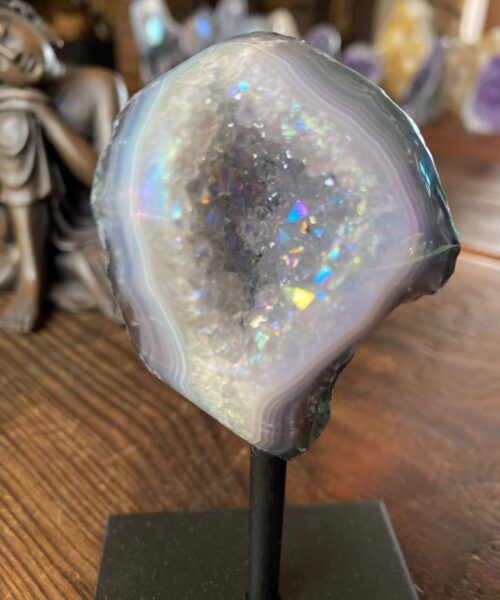 Premium High Grade Amethyst Angel Aura Geode on Stand 28 Mini Geode 193g H11.5xW5xD5cm - Image 9