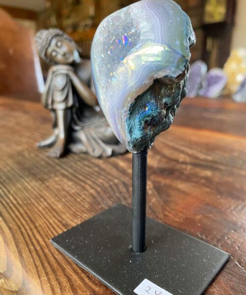 Premium High Grade Amethyst Angel Aura Geode on Stand 28 Mini Geode 193g H11.5xW5xD5cm - Image 8