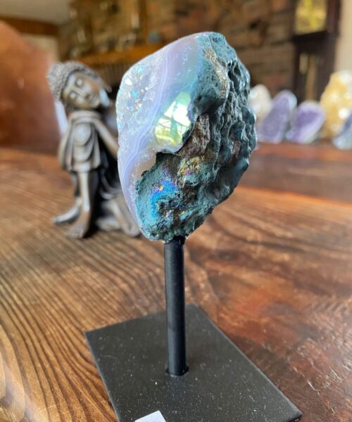 Premium High Grade Amethyst Angel Aura Geode on Stand 28 Mini Geode 193g H11.5xW5xD5cm - Image 7