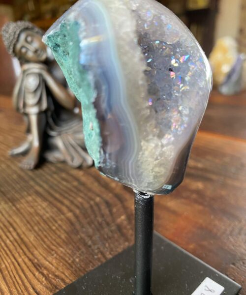 Premium High Grade Amethyst Angel Aura Geode on Stand 28 Mini Geode 193g H11.5xW5xD5cm - Image 4