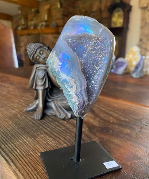 Premium High Grade Amethyst Angel Aura Geode on Stand 30 Mini Geode 304g H14.5xD6.5xD7cm