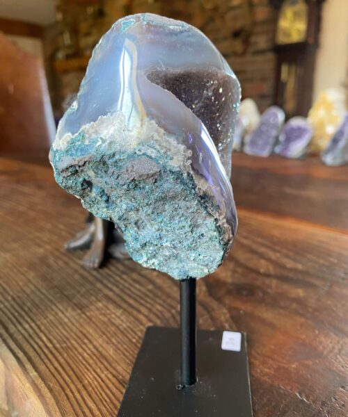 Premium High Grade Amethyst Angel Aura Geode on Stand 30 Mini Geode 304g H14.5xD6.5xD7cm - Image 8