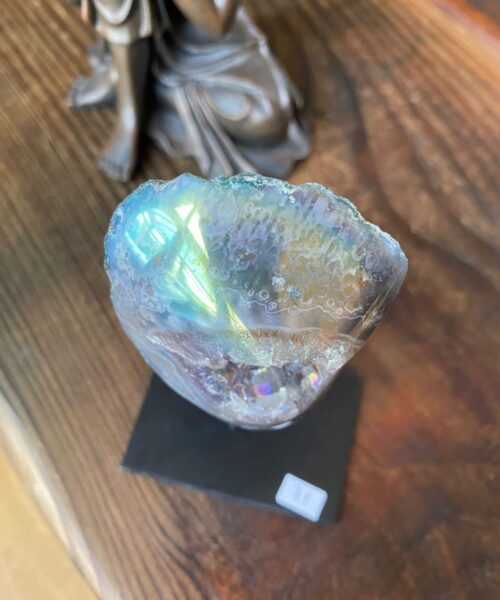 Alternative view of Premium High Grade Amethyst Angel Aura Geode on Stand 31 Mini Geode 223g H11.5xW5.5xD4cm