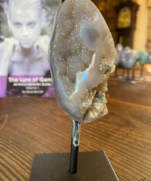 Premium High Grade Amethyst Angel Aura Geode on Stand 35 Mini Geode 282g H14xW5xD4.5cm