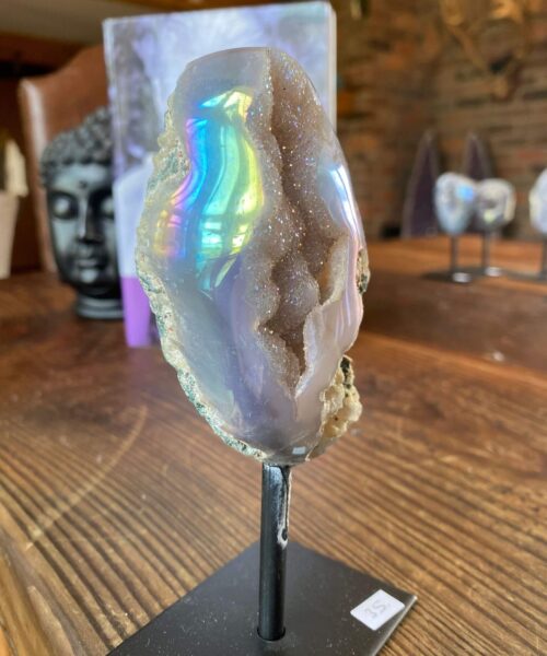 Premium High Grade Amethyst Angel Aura Geode on Stand 35 Mini Geode 282g H14xW5xD4.5cm - Image 3