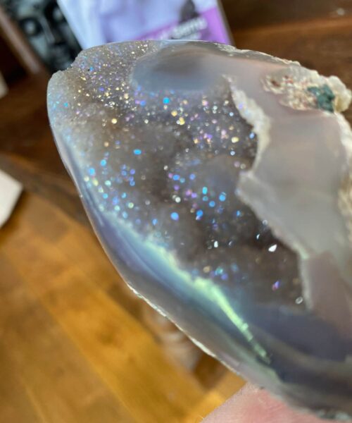 Alternative view of Premium High Grade Amethyst Angel Aura Geode on Stand 35 Mini Geode 282g H14xW5xD4.5cm