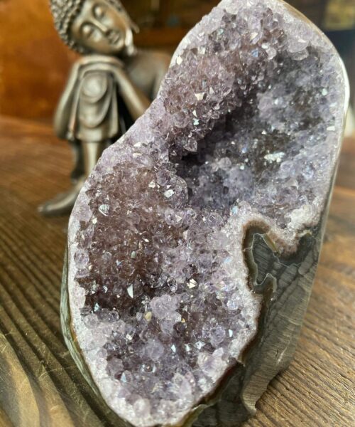 Premium High Grade Amethyst Druzy 278 Mini Geode Cluster Piece Cut Base 535g H10xW6.5xW8cm
