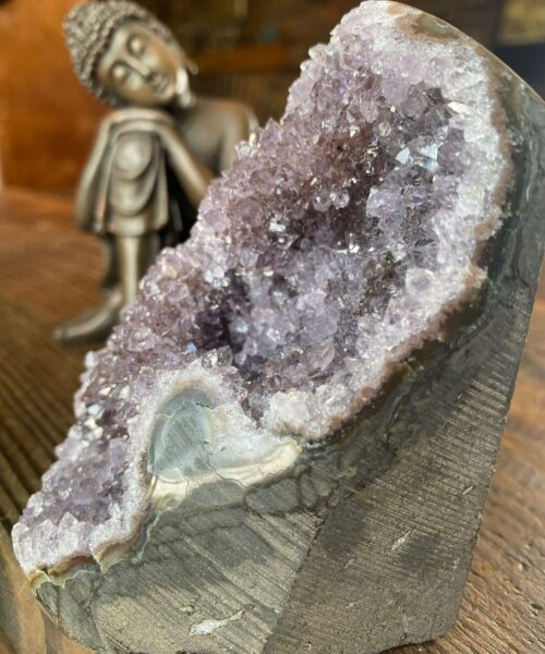 Premium High Grade Amethyst Druzy 278 Mini Geode Cluster Piece Cut Base 535g H10xW6.5xW8cm - Image 5