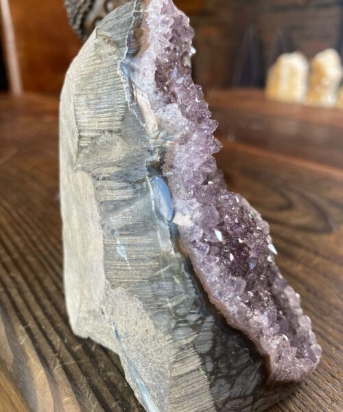 Premium High Grade Amethyst Druzy 278 Mini Geode Cluster Piece Cut Base 535g H10xW6.5xW8cm - Image 3
