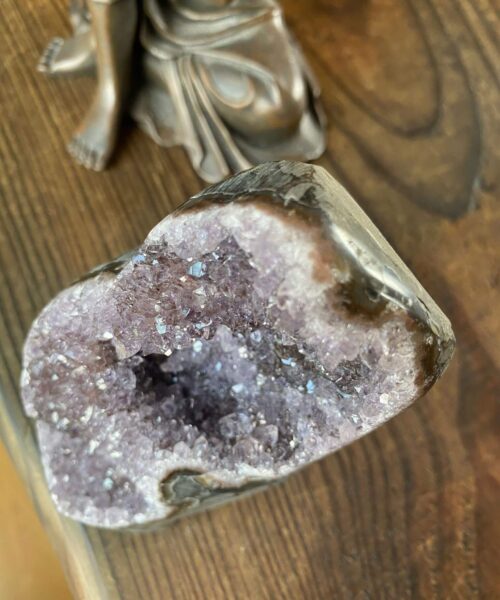 Alternative view of Premium High Grade Amethyst Druzy 278 Mini Geode Cluster Piece Cut Base 535g H10xW6.5xW8cm