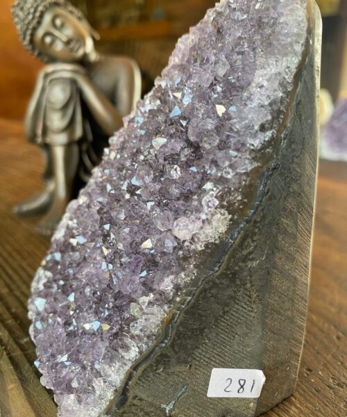 Premium High Grade Amethyst Druzy 281 Mini Geode Cluster Piece Cut Base 543g H11xW7.5xW6cm - Image 5