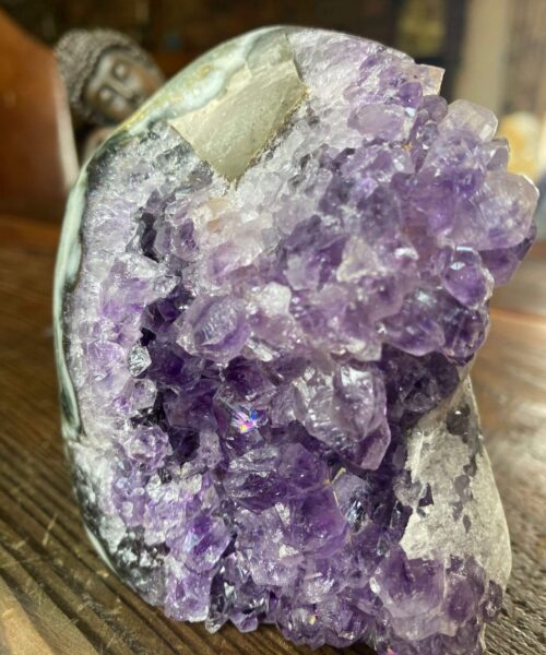 Premium High Grade Amethyst Druzy 285 Mini Geode Cluster Piece Cut Base 554g H10.5xW8xD6cm