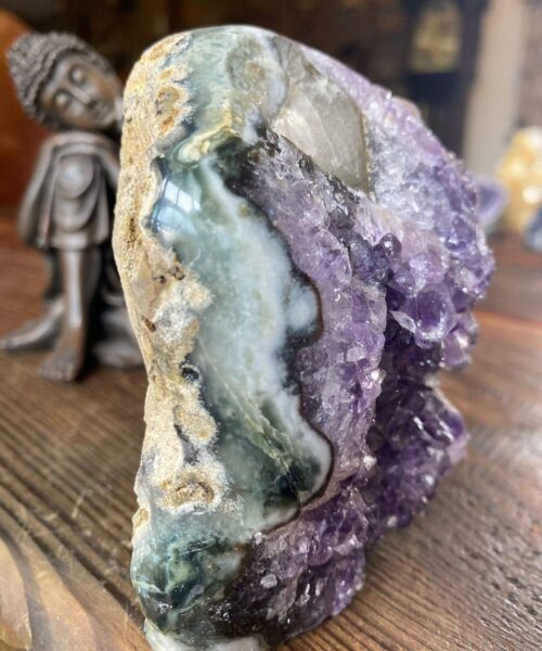 Premium High Grade Amethyst Druzy 285 Mini Geode Cluster Piece Cut Base 554g H10.5xW8xD6cm - Image 6