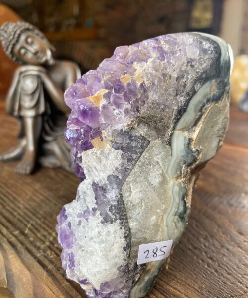 Premium High Grade Amethyst Druzy 285 Mini Geode Cluster Piece Cut Base 554g H10.5xW8xD6cm - Image 4