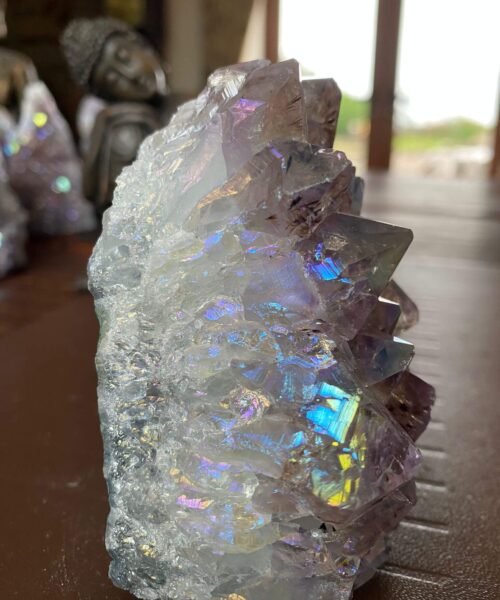Premium High Grade Amethyst Angel Aura Druzy 166 Mini Geode Cluster Piece Cut Base 408g H9.5xW6.5xD5cm - Image 5