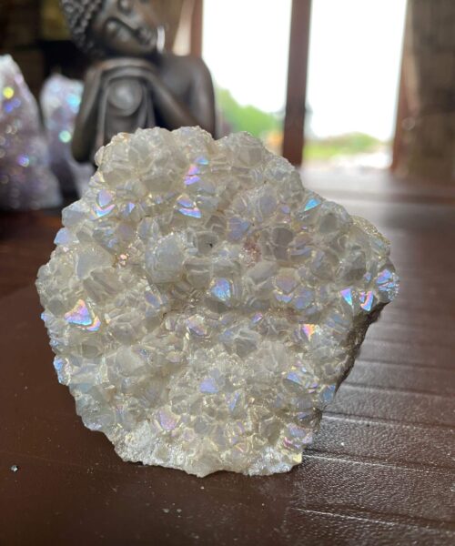 Premium High Grade Amethyst Angel Aura Druzy 185 Mini Geode Cluster Piece Cut Base 244g H6xW6.5xD4.5cm