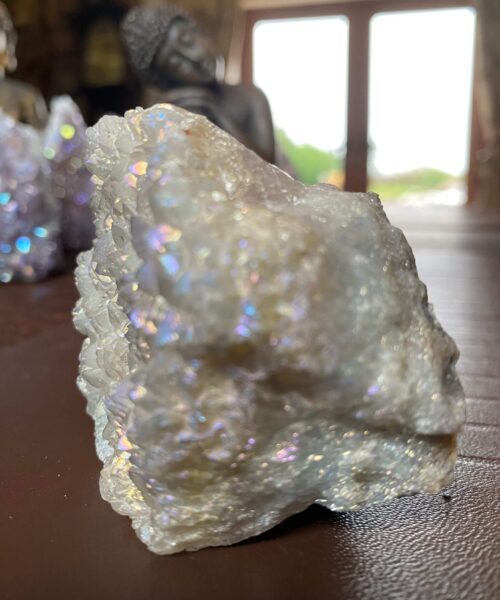Premium High Grade Amethyst Angel Aura Druzy 185 Mini Geode Cluster Piece Cut Base 244g H6xW6.5xD4.5cm - Image 8
