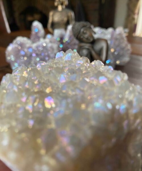 Premium High Grade Amethyst Angel Aura Druzy 185 Mini Geode Cluster Piece Cut Base 244g H6xW6.5xD4.5cm - Image 3