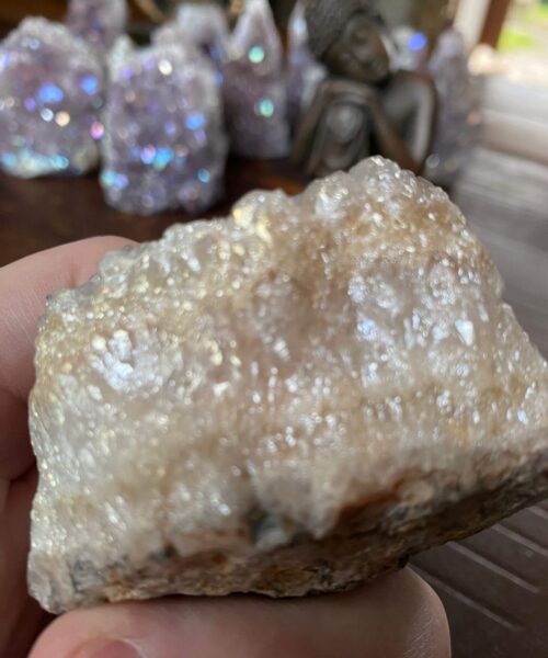 Alternative view of Premium High Grade Amethyst Angel Aura Druzy 185 Mini Geode Cluster Piece Cut Base 244g H6xW6.5xD4.5cm