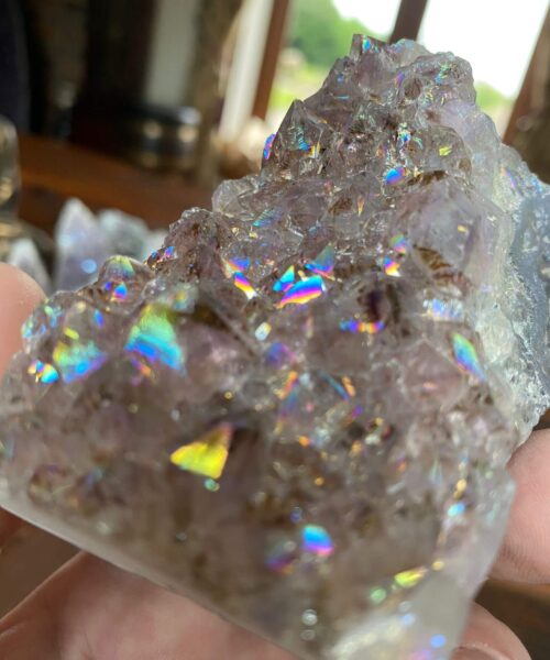Premium High Grade Amethyst Angel Aura Druzy 186 Mini Geode Cluster Piece Cut Base 385g H9xW6xD4.5cm - Image 3