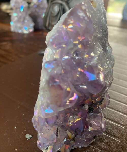 Premium High Grade Amethyst Angel Aura Druzy 153 Mini Geode Cluster Piece Cut Base 369g H9xW5xD8cm - Image 5
