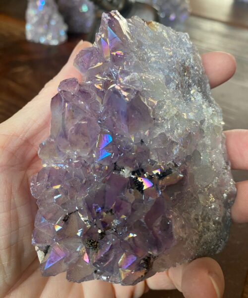 Premium High Grade Amethyst Angel Aura Druzy 153 Mini Geode Cluster Piece Cut Base 369g H9xW5xD8cm - Image 3