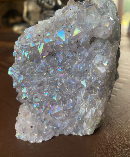 Premium High Grade Amethyst Angel Aura Druzy 154 Mini Geode Cluster Piece Cut Base 411g H9xW8xD6cm