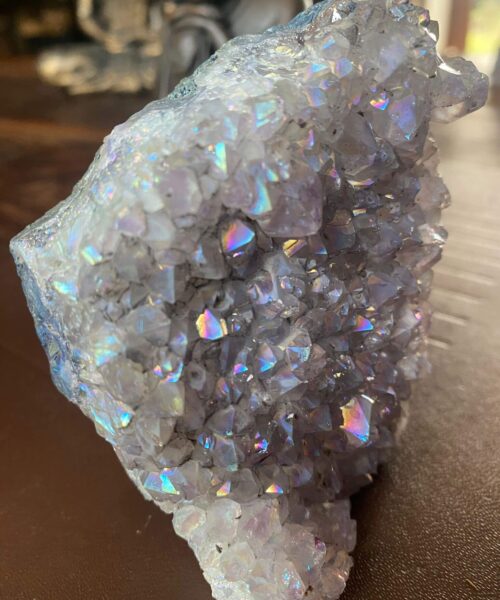Premium High Grade Amethyst Angel Aura Druzy 154 Mini Geode Cluster Piece Cut Base 411g H9xW8xD6cm - Image 5