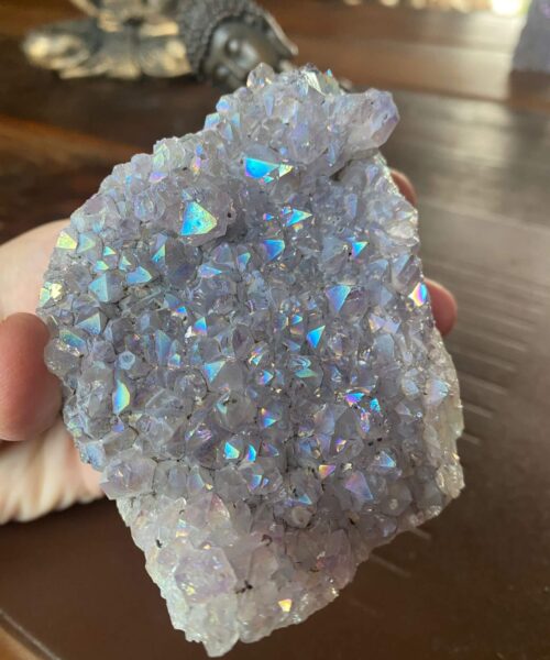 Premium High Grade Amethyst Angel Aura Druzy 154 Mini Geode Cluster Piece Cut Base 411g H9xW8xD6cm - Image 4