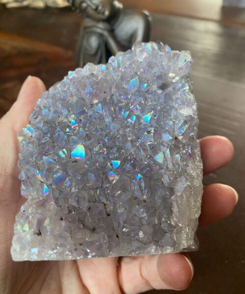 Premium High Grade Amethyst Angel Aura Druzy 154 Mini Geode Cluster Piece Cut Base 411g H9xW8xD6cm - Image 3