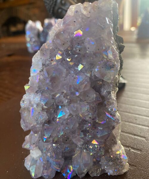Premium High Grade Amethyst Angel Aura Druzy 156 Mini Geode Cluster Piece Cut Base 400g H10xW7xD6cm