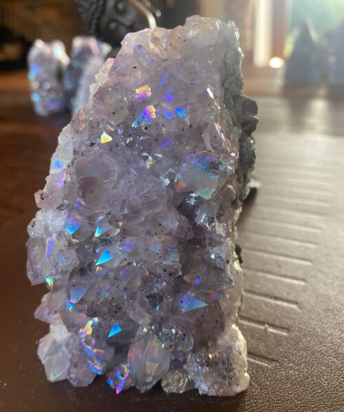Premium High Grade Amethyst Angel Aura Druzy 156 Mini Geode Cluster Piece Cut Base 400g H10xW7xD6cm - Image 8