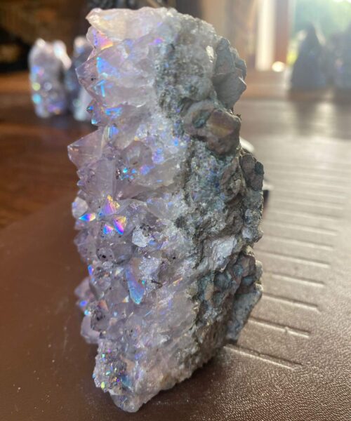 Premium High Grade Amethyst Angel Aura Druzy 156 Mini Geode Cluster Piece Cut Base 400g H10xW7xD6cm - Image 7