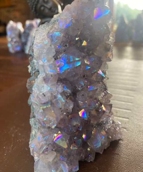 Premium High Grade Amethyst Angel Aura Druzy 156 Mini Geode Cluster Piece Cut Base 400g H10xW7xD6cm - Image 4