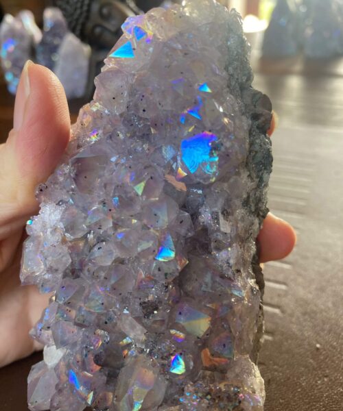 Premium High Grade Amethyst Angel Aura Druzy 156 Mini Geode Cluster Piece Cut Base 400g H10xW7xD6cm - Image 2