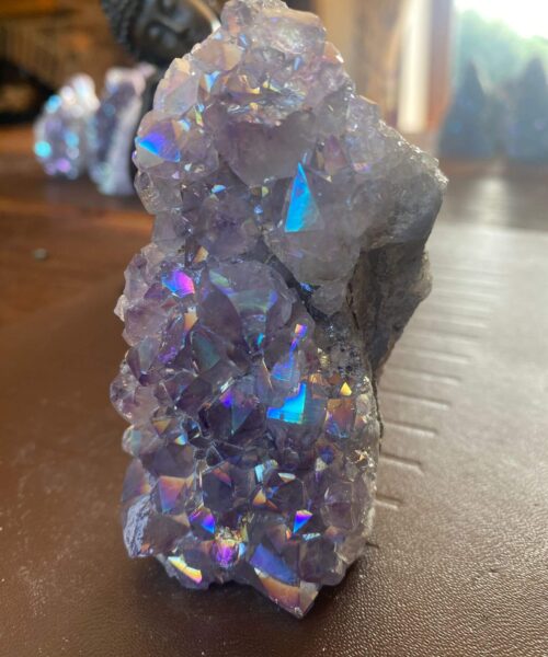 Premium High Grade Amethyst Angel Aura Druzy 158 Mini Geode Cluster Piece Cut Base 235g H9.5xW5xD4cm - Image 9