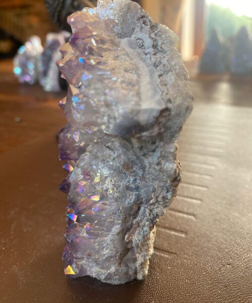 Premium High Grade Amethyst Angel Aura Druzy 158 Mini Geode Cluster Piece Cut Base 235g H9.5xW5xD4cm - Image 8