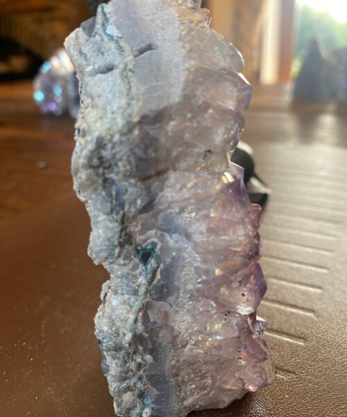 Premium High Grade Amethyst Angel Aura Druzy 158 Mini Geode Cluster Piece Cut Base 235g H9.5xW5xD4cm - Image 6