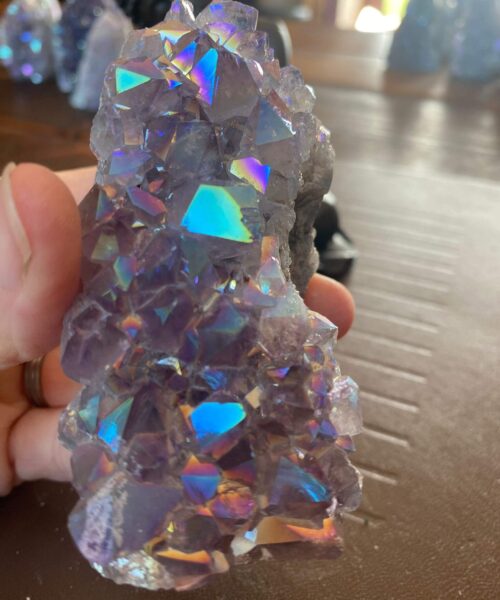 Premium High Grade Amethyst Angel Aura Druzy 158 Mini Geode Cluster Piece Cut Base 235g H9.5xW5xD4cm - Image 4
