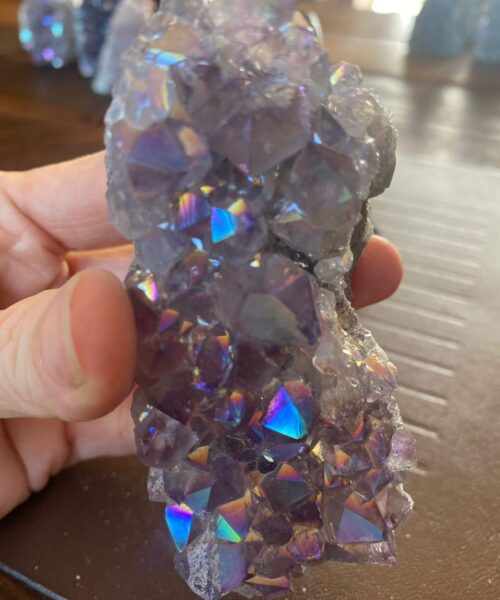 Premium High Grade Amethyst Angel Aura Druzy 158 Mini Geode Cluster Piece Cut Base 235g H9.5xW5xD4cm - Image 2