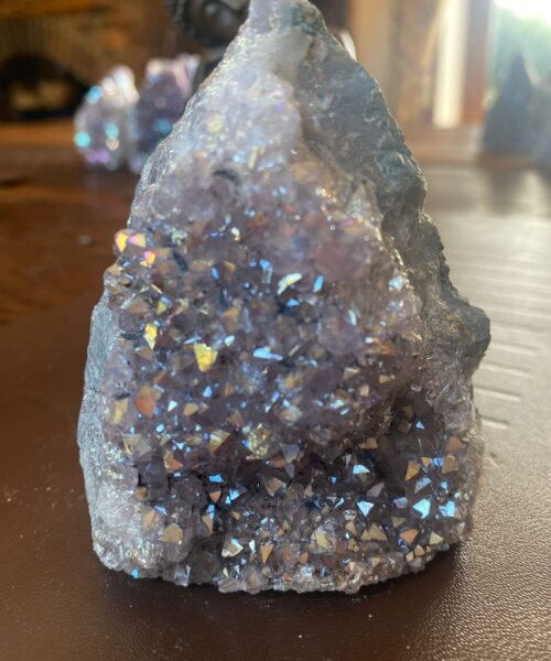 Premium High Grade Amethyst Angel Aura Druzy 159 Mini Geode Cluster Piece Cut Base 327g H9xW7.5xD5cm